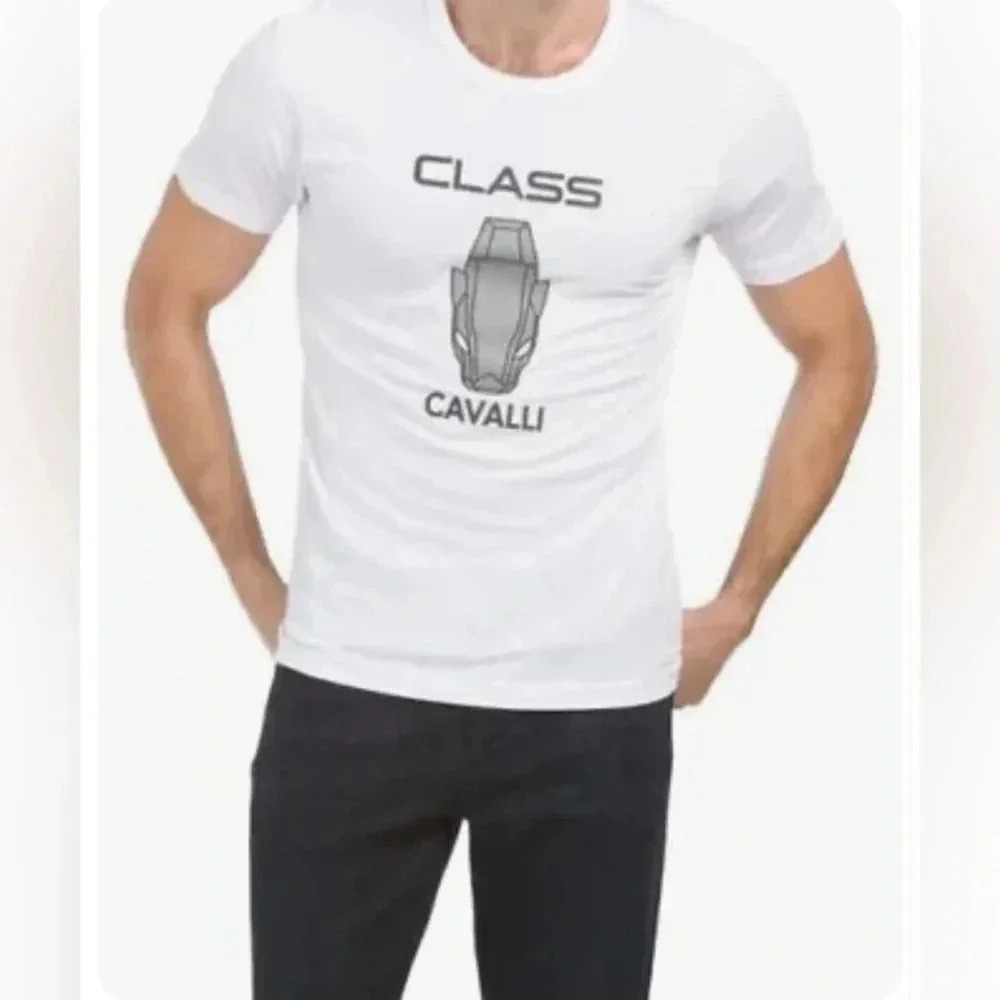 Roberto Cavalli White Graphic Tee